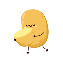 Potato character design. Potato slice vector. Potato cartoon on white background.