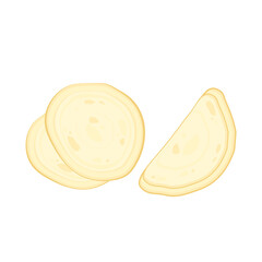 Chapati on white background. Indian food vector. Indian food Nan : vector illustration.
