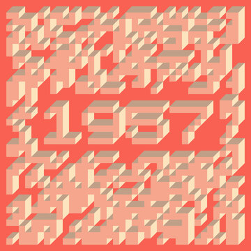 1957 Implementation of Edward Zajec &ldquo;Il Cubo&rdquo; from 1971. Essentially a Truchet tile set of 8 tiles and rules for placement art illustration
