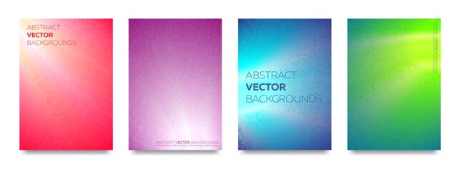 Set of texture backgrounds with glowing gradients. Vector.
