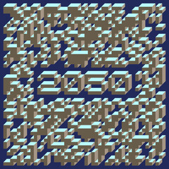 Obraz premium 2050 Implementation of Edward Zajec “Il Cubo” from 1971. Essentially a Truchet tile set of 8 tiles and rules for placement art illustration