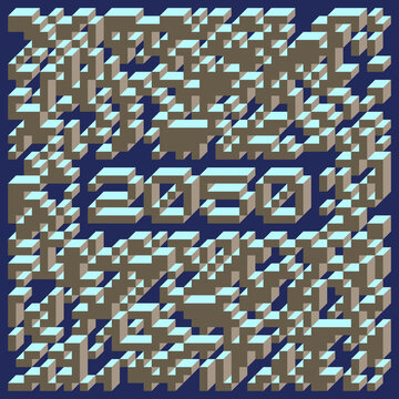 2050 Implementation of Edward Zajec “Il Cubo” from 1971. Essentially a Truchet tile set of 8 tiles and rules for placement art illustration © vector_master