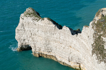 The cliff of Falaise d'Amont in Etretat,  in the Normandy region of Northwestern France