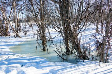 Norwegian Fjords. Mountains, snow, sea in Lapland. Norway a landscape in nature