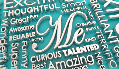 Me Self Confidence Pride Brag Ego Boast Proud Words 3d Illustration