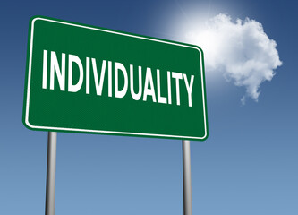 Individuality sign on nature background.