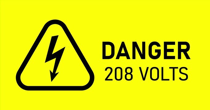Danger 208 Volts Hazard Warning Signs Modern Animation