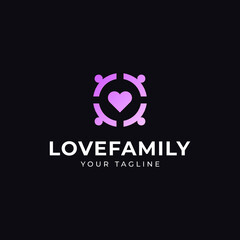 Love Family Heart vector symbol Together logotype abstract line medical health logo icon design Premium Vector