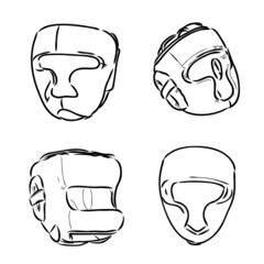 Boxer Helmet sketch icon vector. Hand drawn blue doodle line art Boxer Helmet sign. isolated symbol illustration