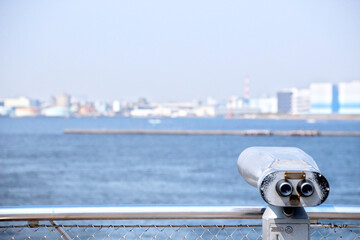 Close-up of a panoramic sector with the city in the background