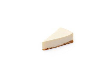 Tasty fresh cheesecake slice isolated on white background