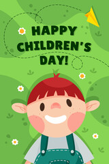 Happy childrens day with boy vector design. Happy little kid