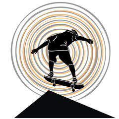 Silhouettes of Skateboarder