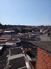  poor community, dawn, São Paulo streets, outskirts buildings. slum