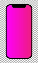 Smartphone, iphone with blank screen on a transparent background. For marketing, app design.