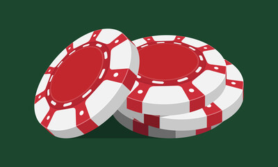 Stack of realistic empty red casino chips. Small pile of money or cash for games like poker and blackjack, roulette. Betting club and gambling, winning theme. vector style