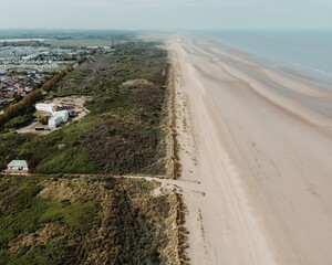 Mablethorpe beach seen from a drone, drone photography, Mablethorpe, England, UK