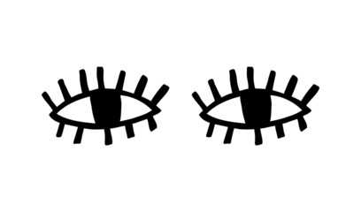 Crazy eyes. Doodle open eye. Abstract hand drawn fun geometric collection. Vector black elements
