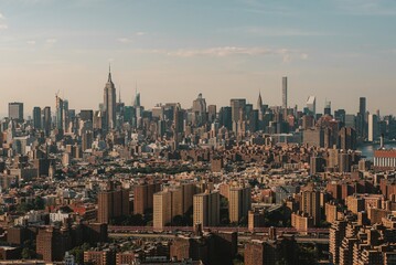 Fototapeta na wymiar New York city skyline taken from Brooklyn bridge