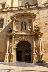 Main doonway of the Cathedral of Santa Maria de La Redonda in Logroño, Spain