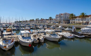 Fototapeta na wymiar Port and city of Vila Real de Santo Antonio in the Algarve, Portugal 