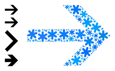 Mosaic right arrow icon is designed for winter, New Year, Christmas. Right arrow icon mosaic is created with light blue snowflakes. Some bonus icons are added.