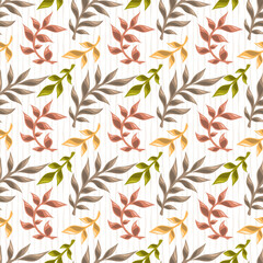 Fototapeta na wymiar Seamless pattern with branches and autumn leaves, textured background for your design projects, textile, wrapping, wallpaper, web