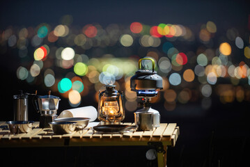 夜景とランタン