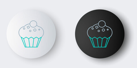 Line Muffin icon isolated on grey background. Colorful outline concept. Vector