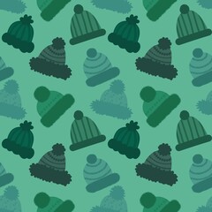 Winter hat seamless cartoon pattern for fabrics and packaging and linens and kids and wrapping paper