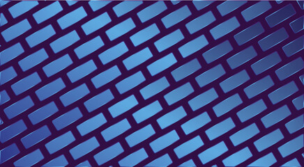 Gradient background in purple colors. Rectangles-bricks are arranged with an inclination of 30 degrees in a checkerboard pattern. The figures are framed by a contour, which adds a sense of relief.