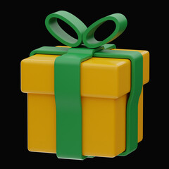 Premium Christmas Gift Box Icon 3d rendering on isolated background
