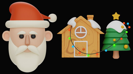 Premium Christmas 3d rendering icon on white isolated background