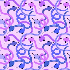 Cartoon seamless snakes pattern for textiles and packaging and gifts and cards and linens and kids and wrapping paper