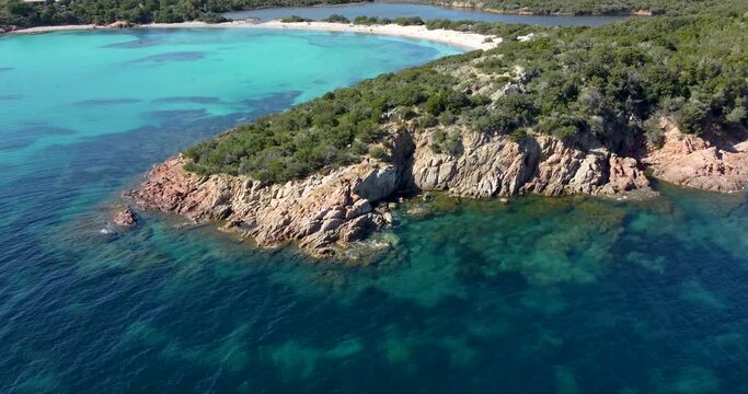 Aerial view of Rondinara beach in Corsica, between Porto Vecchio and Bonifacio - Vue a&eacute;rienne de la plage de Rondinara en Corse, proche de porto vecchio et Bonifacio