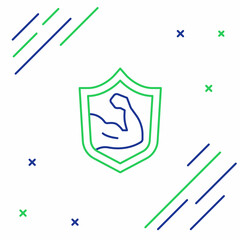 Line Bodybuilder showing his muscles icon isolated on white background. Fit fitness strength health hobby concept. Colorful outline concept. Vector