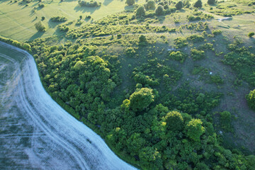 Just before sunset, beautiful aerial view of Galley and Warden Hills of Luton, England, UK, Drone's...
