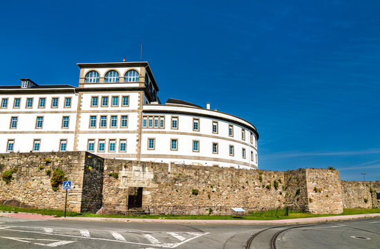 Old military hospital on top of defensive walls of A Coruna in Galicia, Spain
