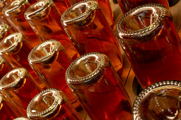 Sparkling wine production by traditional method in underground cellars in Vienna, Austria
