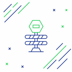 Line Road barrier icon isolated on white background. Symbol of restricted area which are in under construction processes. Repair works. Colorful outline concept. Vector