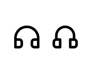 Headphones earphones flat icons. Headset silhouette symbols isolated on white background. Vector EPS 10