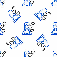 Line Love yourself icon isolated seamless pattern on white background. Self love. Self care and happiness. Colorful outline concept. Vector