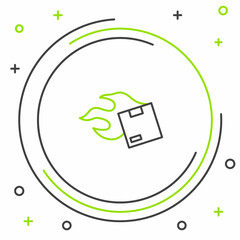 Line Carton cardboard box icon isolated on white background. Box, package, parcel sign. Delivery and packaging. Colorful outline concept. Vector