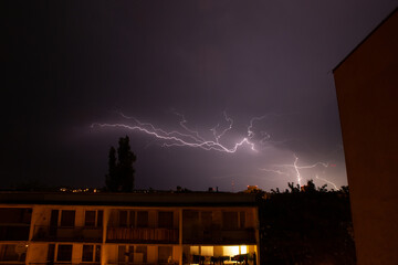 lightning over city