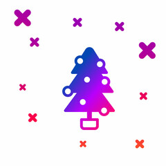 Color Christmas tree with decorations icon isolated on white background. Merry Christmas and Happy New Year. Gradient random dynamic shapes. Vector