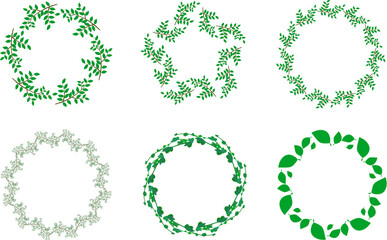 草・葉っぱの円フレームセット2