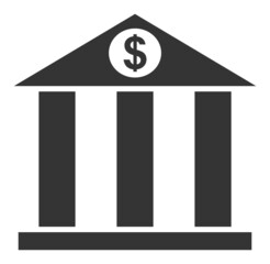 Bank building vector illustration. Flat illustration iconic design of bank building, isolated on a white background.