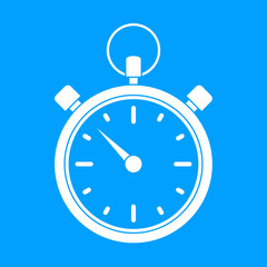 Stopwatch icon on a blue background. Illustration