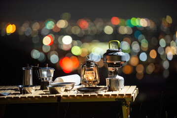 夜景とランタン