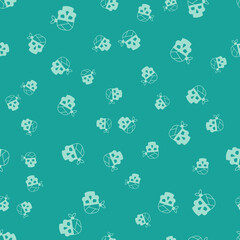 Fototapeta na wymiar Green Pirate captain icon isolated seamless pattern on green background. Vector